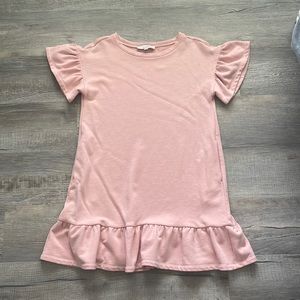 Loft pink sweatshirt T-Shirt dress with ruffle sleeves! Size L